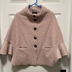 Cherishh | Made in Italy | Soft Pink | Boucle Cape Coat/Poncho-Style | Size L/XL